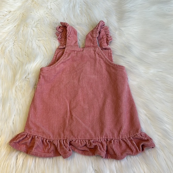 Pink Corduroy Dress Floral Embroidery, Pockets, Ruffles Size 4T - Picture 6 of 8